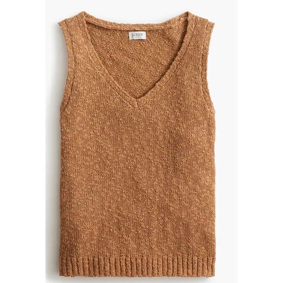 NWT J.Crew Size Large V-neck Beach Sweater-tank Brown Sleeveless Lightweight - Picture 1 of 8